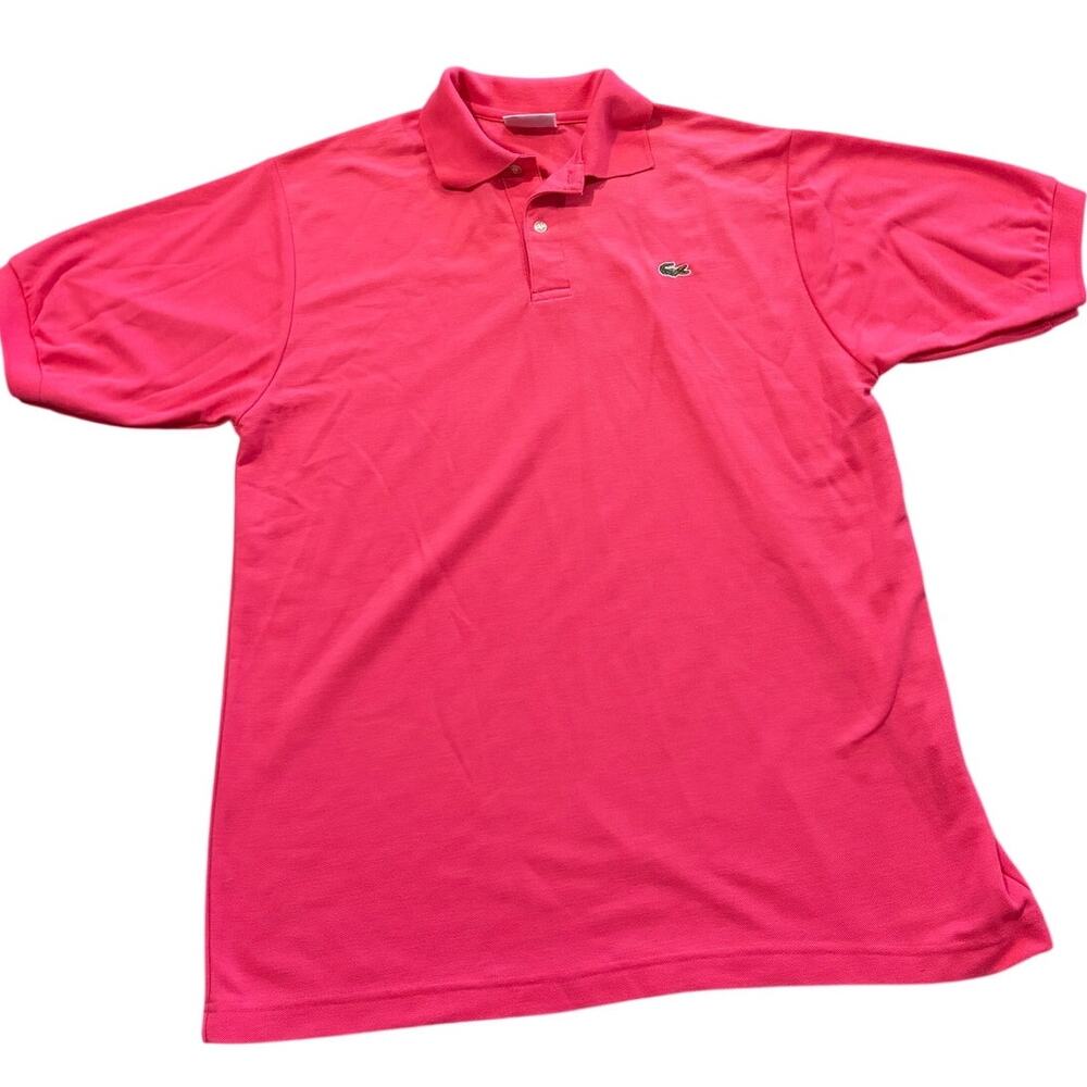 Chemise Lacoste Polo Shirt Embroidered Logo Pink 100% Cotton Men’s XXL